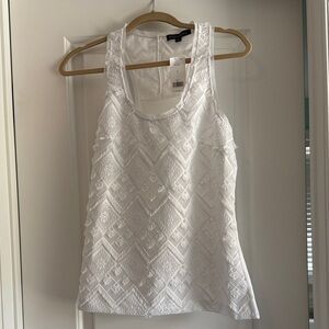 Banana Republic White Textured Tank Top